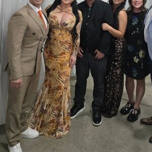 Golden Floral Cutout Mermaid Gown